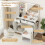 Costway Vanity Desk Dressing Table With Storage Stool and Lighted Mirror 9