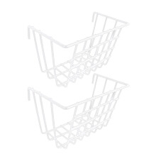 White Grid Design Iron Hanging Basket With Sturdy-S White