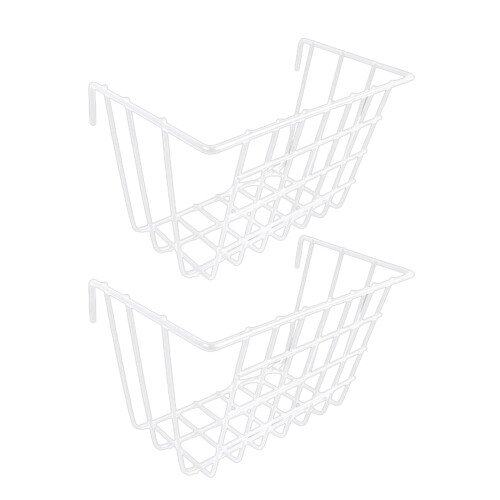 White Grid Design Iron Hanging Basket With Sturdy-S White