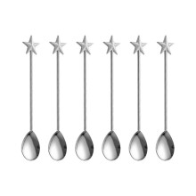6 stuks stervorm koffielepel lange steel roerlepels-Zilver