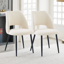 (BEIGE, 2pcs) 2/4 Velvet Dining Chairs Sturdy Metal Legs