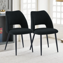 (BLACK, 2pcs) 2/4 Velvet Dining Chairs Sturdy Metal Legs