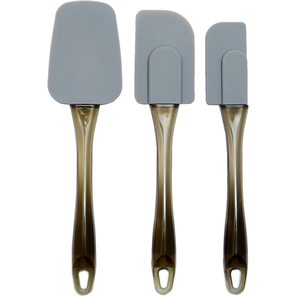 Culinary Silicone Spatula Kit, Non-Stick Cooking Utensils With Clear Acrylic Shaft For Professional Chefs, Gray (3Pcs) 9155353363850