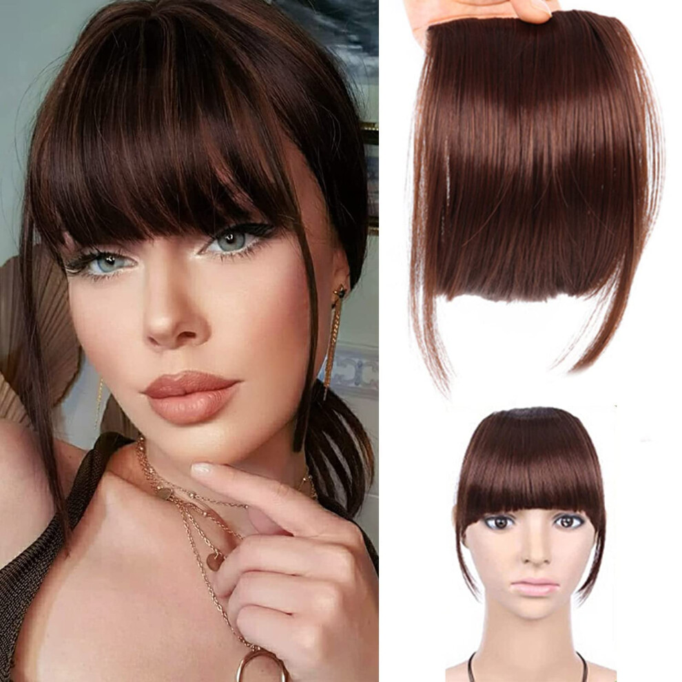 Unisex Clip In Bangs Human Hair 100% Clipin Fringe One Piece Bang Hair Extension For Women French Neat Bangs With Temples