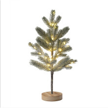 Enchanted Pine Tabletop, 20 Inch Snow-Tipped Battery Operated Mini Pre-lit Christmas Tree, Artificial Pine with Snow Tips, Miniature Christmas Splendo