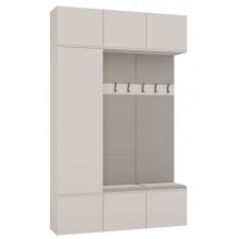 MODULARE GARDEROBE HAGA III KASCHMIR BEIGE – 1X SCHRANK + 2X WANDPANEEL MIT SITZBANK