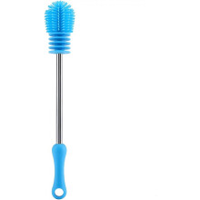 Kit di spazzole per la pulizia dei biberon, spazzola in silicone con manico lungo, manico girevole a 360, setole ad alta densità, lavabile in