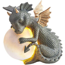 Statue de dragon de jardin, statue de dragon zen avec figurine lumineuse solaire pour la décoration de patio, pelouse et cour, objet de décoration