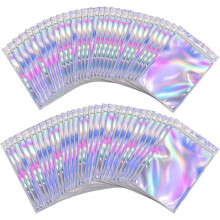 Holografische Beutel, wiederverschließbare, transparente Ziplock-Displaybeutel, wasserdichte Mehrzweck-Aufbewahrungsbeutel für Kleinunternehmen,
