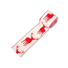 Rotes Elch-Print-Band, ein Muss für Ihre Bastelausrüstung, aus Baumwollleinen gefertigt, biegsam und wiederverwendbar mit Drahtkern, perfekt zum