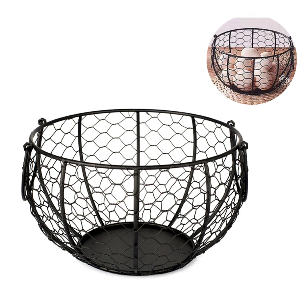 Durable Metal Chicken Wire Egg Basket, Farm Fresh Eggs Storage Organizer With Handle For Whimsical Chicken Design, Decorative Accent For Farmhouse Rus 9155353457146