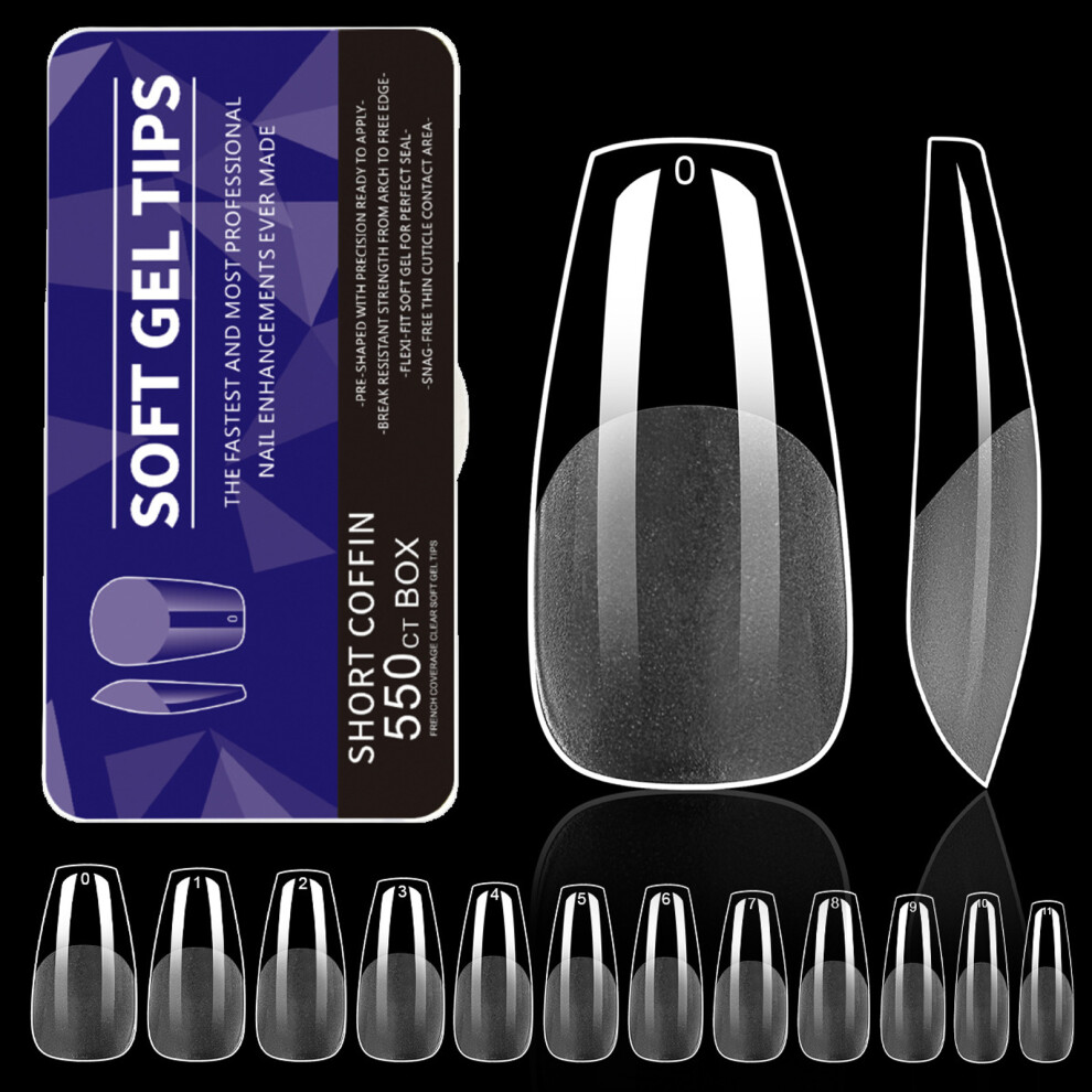 550 Pieces Medium Almond Gel Nail Tips for Professional and-04