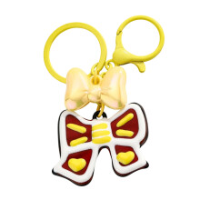 Pastelkleuren acryl strik sleutelhanger sieraden kwaliteit-Geel
