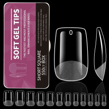 Medium Almond Gel Nail Tips 550PCS Pre Etched Clear Full-07
