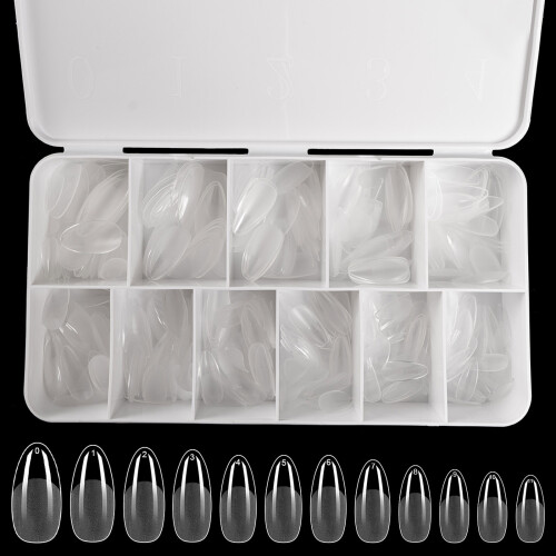 Medium Almond Gel Nail Tips 550PCS Pre Etched Clear Full-07 1