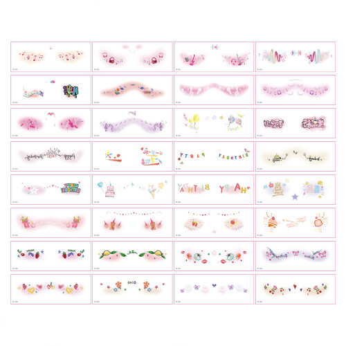 Face Makeup Temporary Tattooed Note Face Tattooed Sticker-38 2