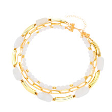 Veelzijdige gelaagde ketting met kralenhanger,-Wit