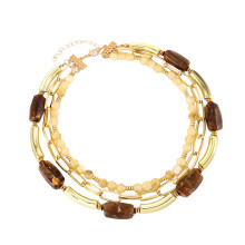 Elegante laagkralenketting voor dames roestvrijstalen-bruin