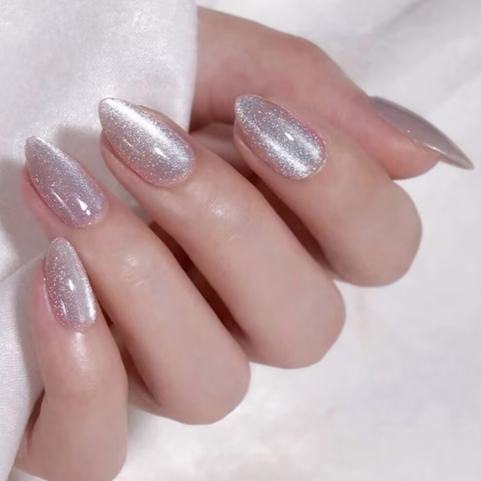 30 Pieces Almond Press on Nail Cats Eye Design False Nail for