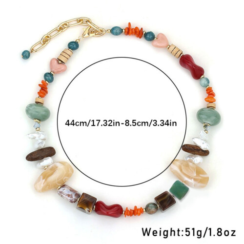 Multicolor Simulated Stone Beads Necklace Stylish Accessory 2