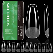 550 Pieces Medium Almond Gel Nail Tips for Professional and-06