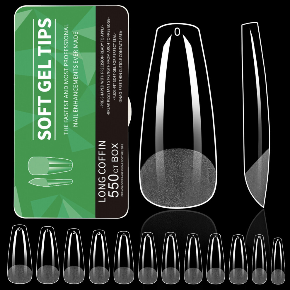550 Pieces Medium Almond Gel Nail Tips for Professional and-06