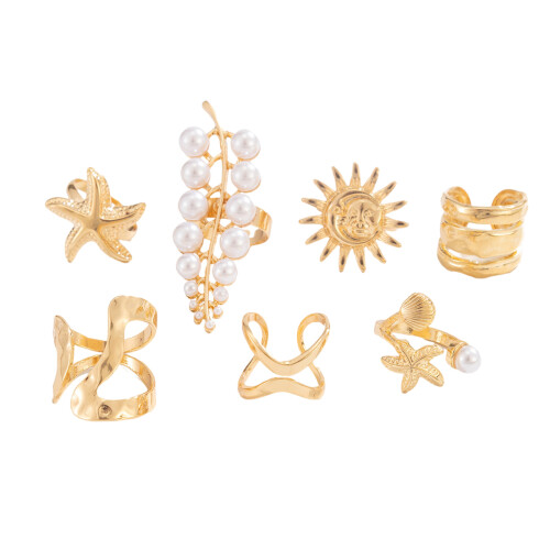 Versatile Themed Rings Collection Stackable For-Gold-color