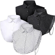 Women's Fake Collar Detachable Dickey Collar Faux False Collar Polka Dots Half Shirts Blouse For Women Girls, White, Medium