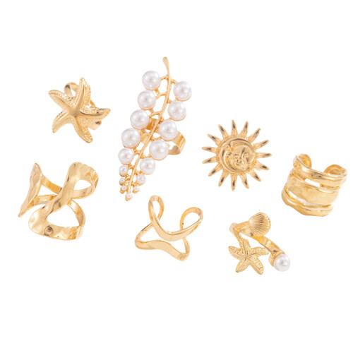 Oceanics-Legierungsring-Set mit Stern- und-Goldfarben