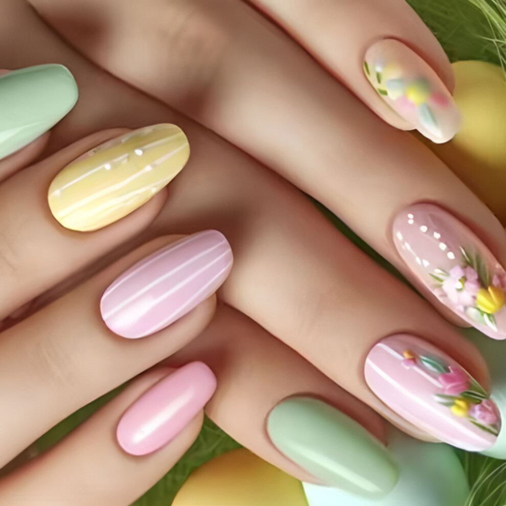Flower Coffin Press on Nail French Fake Nail Glues on Nail