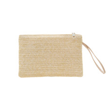 Elegant Woven Wristlet Bag Straw Handbag and Lightweight-Khaki