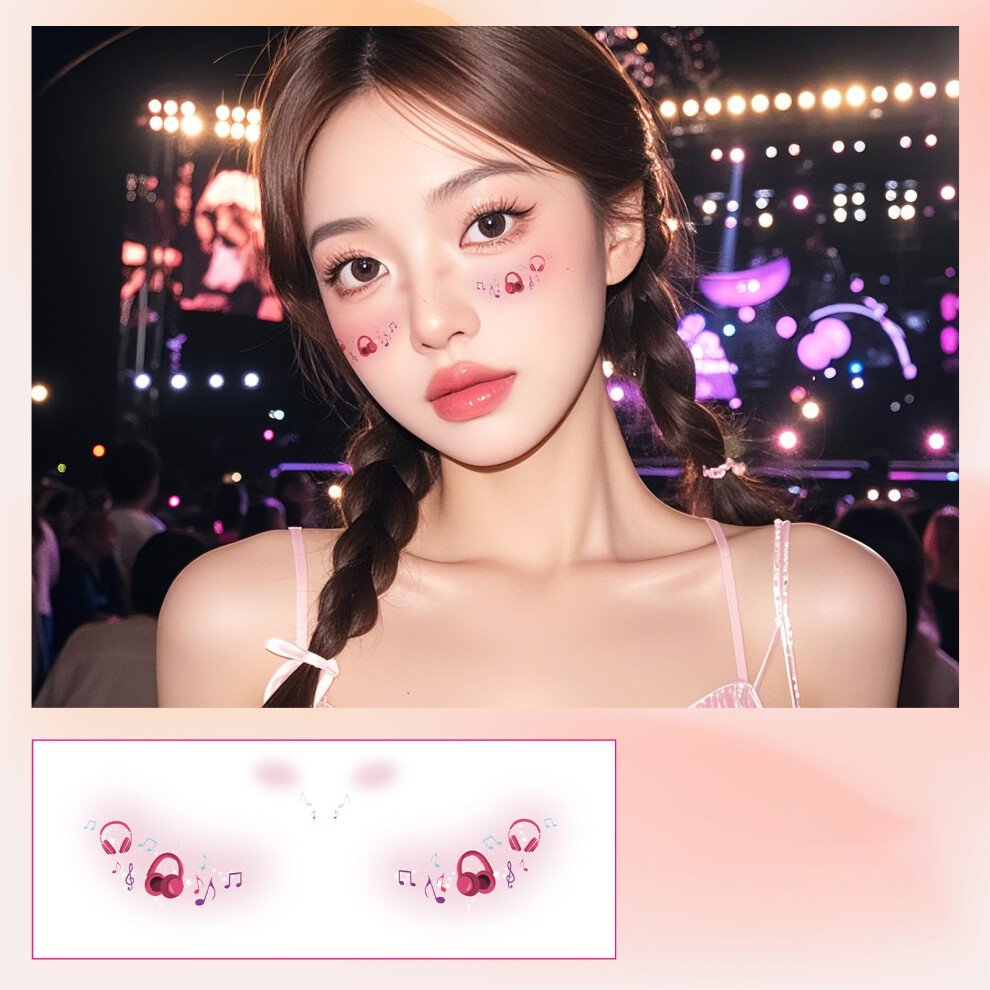 Face Makeup Temporary Tattooed Note Face Tattooed Sticker-32