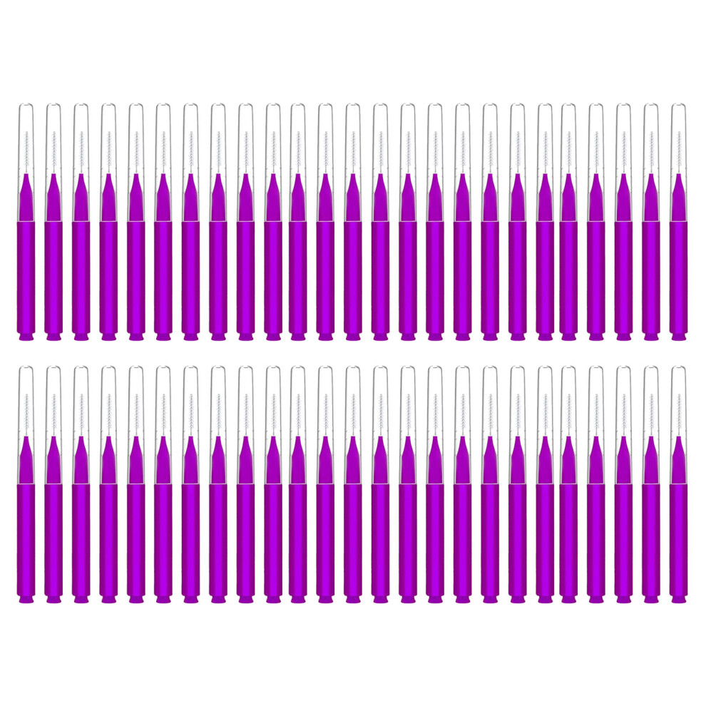 50Pcs Micros Eyebrow Brush,Eyelash Comb Brush with-Plum