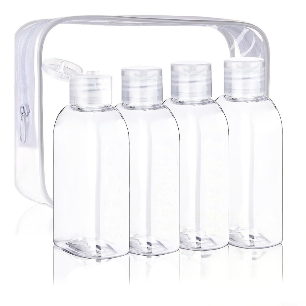 4pcs Empty 100ml Dispenser Bottles for Toiletries with-Clear