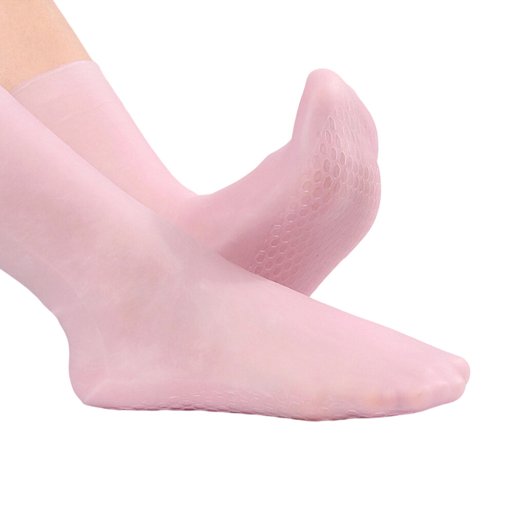 Silicone Moisturizing Socks for Dry Cracked Feet 1 Pair-Pink S