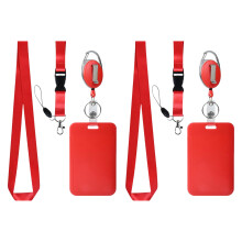 2Set Ausweishalter mit einziehbarer Rolle, Abzeichenclip,-Rot