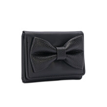 Korean Styles Change Purse PU Leather Wallet Small Card-Black