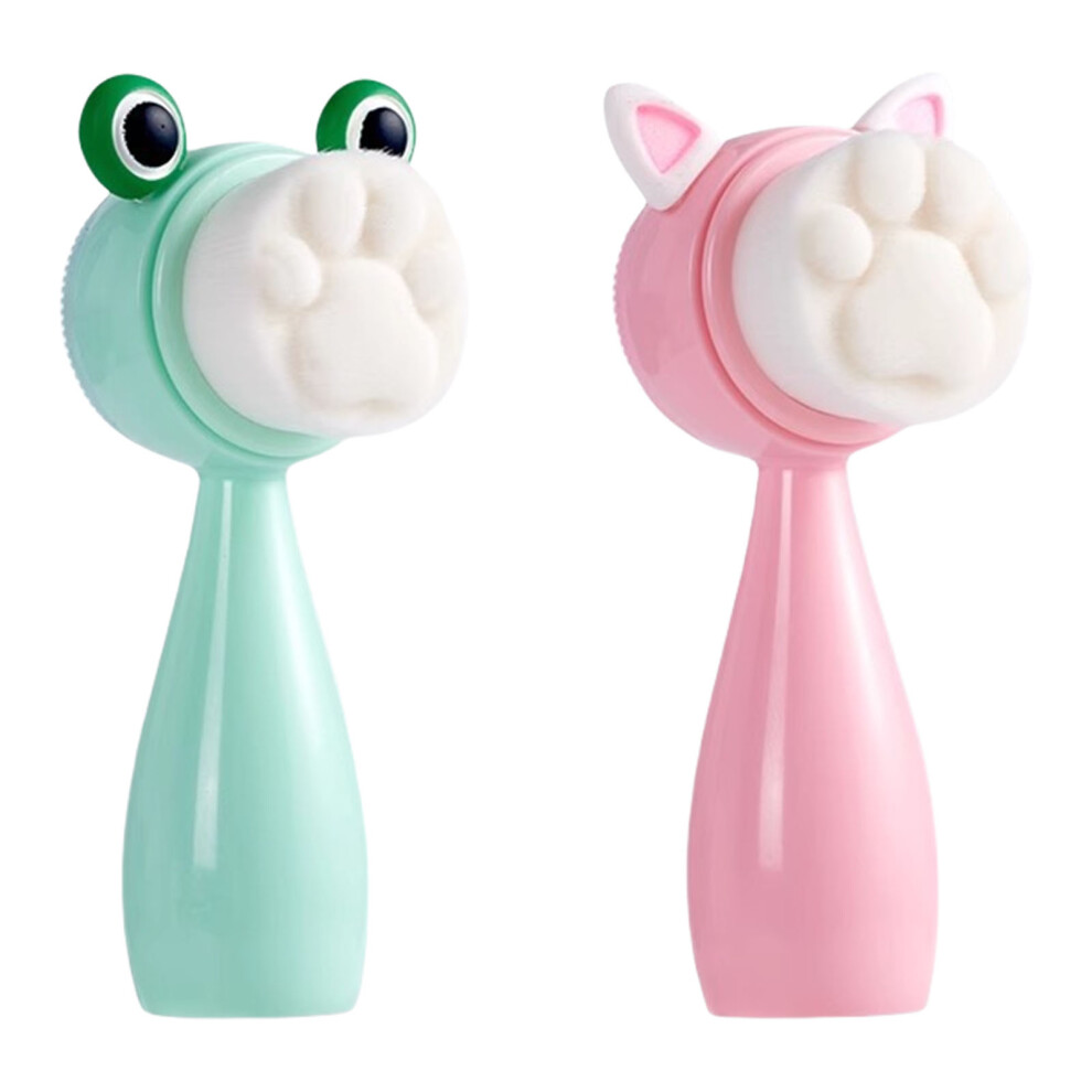 3D Double Silicone Face Cleansing Brush Soft-Cat ear frog horn