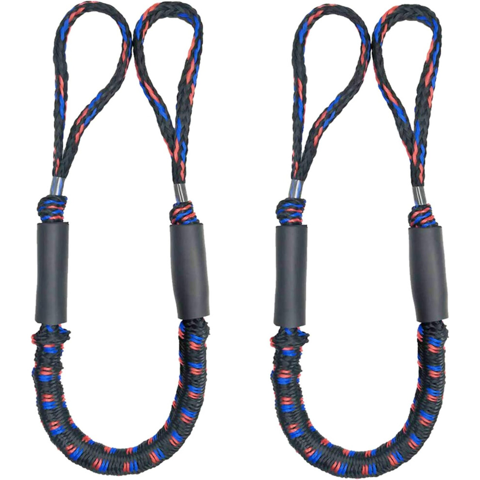 Marine Grade Bungee Dock Line, Shock Absorbing Accessory For Easy Docking, Stainless Steel Clip For Durability, Uv Protective Cover Included, 2 Pack 9198585876125