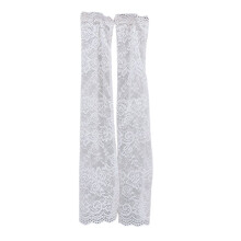 Frauen Sommer UVS Schutz Arm Ärmel Floral Spitze Narbe-Weiß