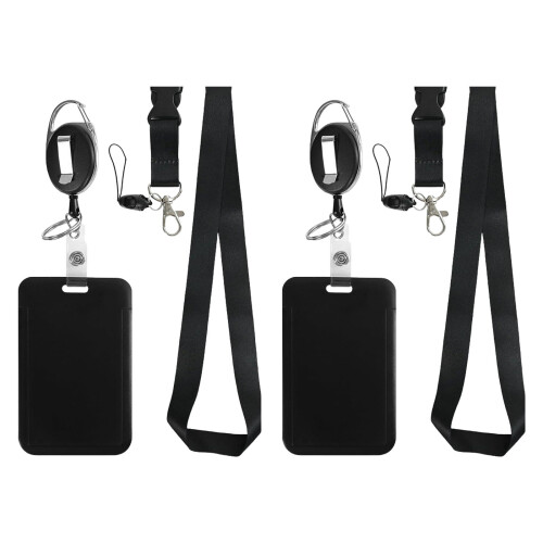 2Set Ausweishalter, vertikaler Ausweishalter mit-Schwarz