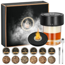 Drink Smoker Kit,Rechargeable USB-C with 6 Wood Chips, Built-in Battery & Adjustable Smoke for Whiskey, Home Bars, Mixologists, Restaurants