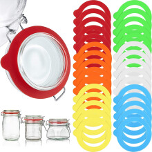 30 Pieces Silicone Jar Gaskets Replacement Reusable Seals Leak-proof Silicone Gasket Sealing Rings for Regular Mouth Canning Jars, 6 Colors