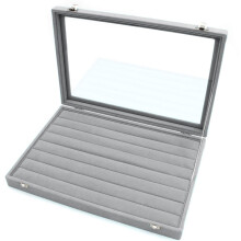 Elegant Jewelry Organizer Box, Stylish Clear Lid Glass Top Storage Case