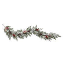 Weihnachtsgirlande mit batteriebetriebenen LED-Lichtern, dekorativen Tannenzapfen, wiederverwendbarer Kranz, künstlicher, schneebedeckter