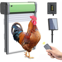 Heifriday Automatic Chicken Coop Door Solar Powered for Chicken Run Anti-Pinch Design Auto Chicken Door Charge with Solar Panel Large Chicken