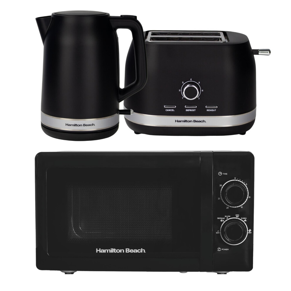 Hamilton Beach Black Kettle, Toaster & Microwave Set, Ella Collection By