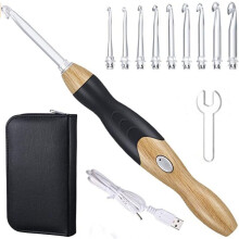 Lighted Crochet Hooks Set, 9 Sizes Light up Crochet Hook with Case, USB Rechargeable LED Crochet Hooks with Interchangeable Crochet Head