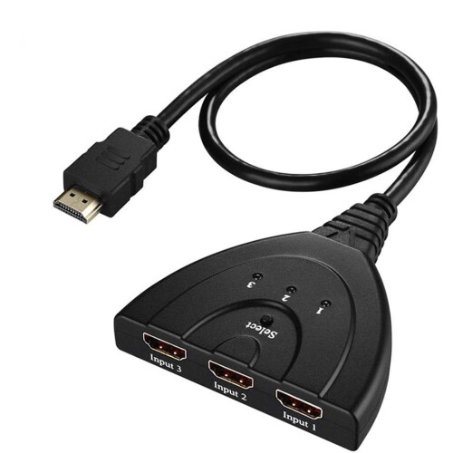 Χειροκίνητος διακόπτης HDMI 3 θυρών, ανάλυση 4k με καλώδιο Pigtail για δέκτες Beamer DVB