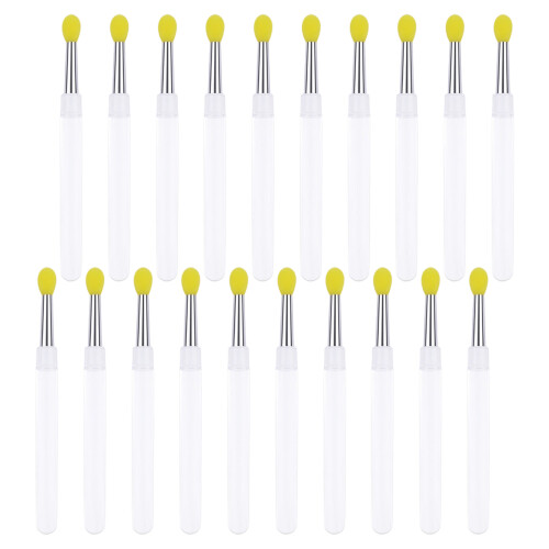 20pcs Silicone Lip Brushes With Protective Caps Makeup-Yellow
